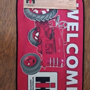 International Harvester Red Welcome Doormat with Tractor Graphic